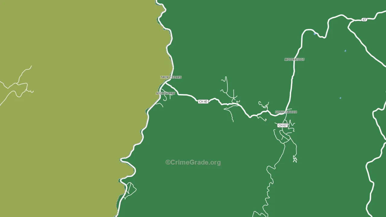 Deckers, CO Map of Vehicle Theft Rates