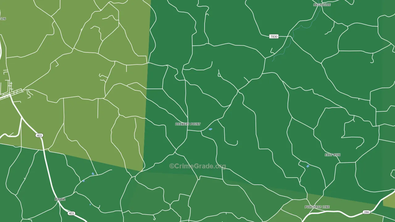 Deckers Point, PA Map of Vehicle Theft Rates