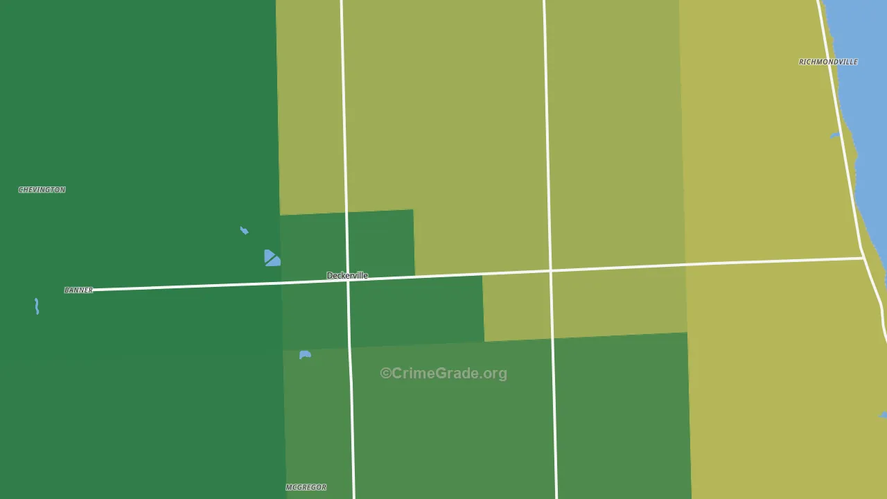Deckerville, MI Map of Vehicle Theft Rates