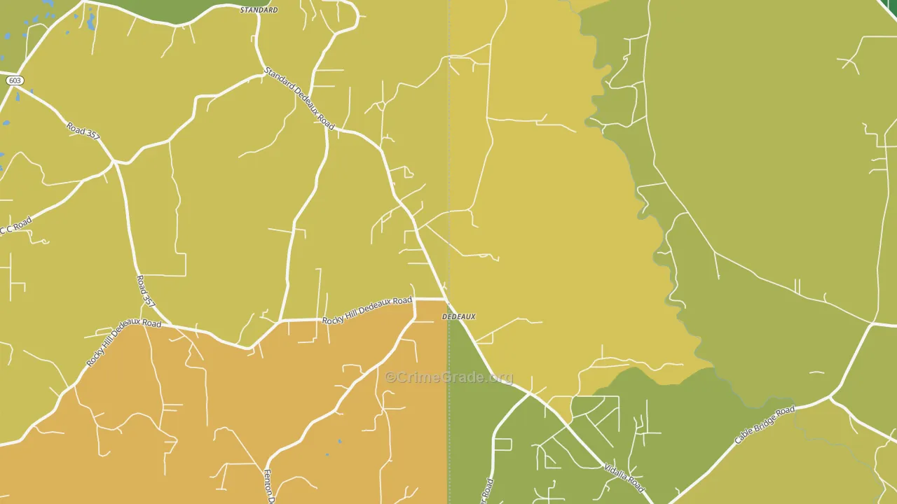 Dedeaux, MS Map of Vehicle Theft Rates