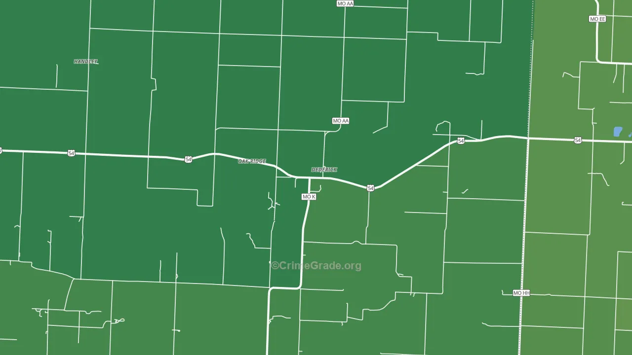Dederick, MO Map of Vehicle Theft Rates
