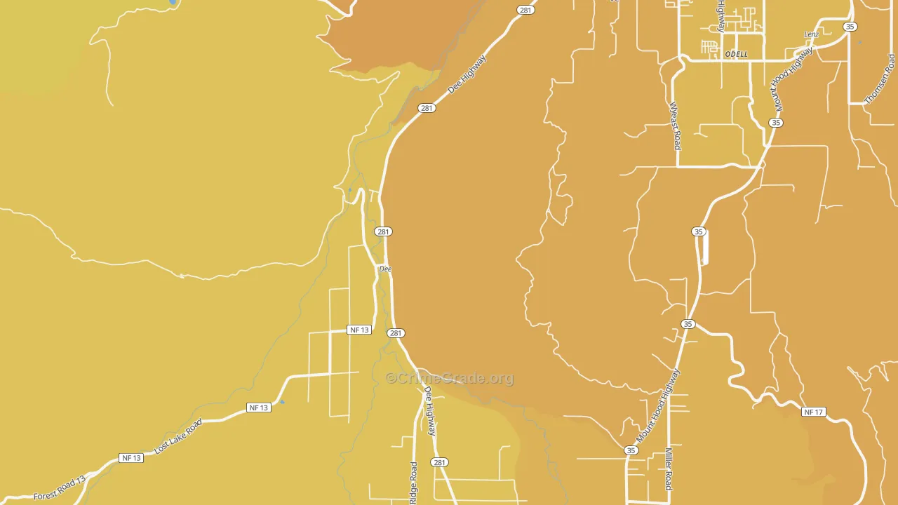 Dee, OR Map of Vehicle Theft Rates