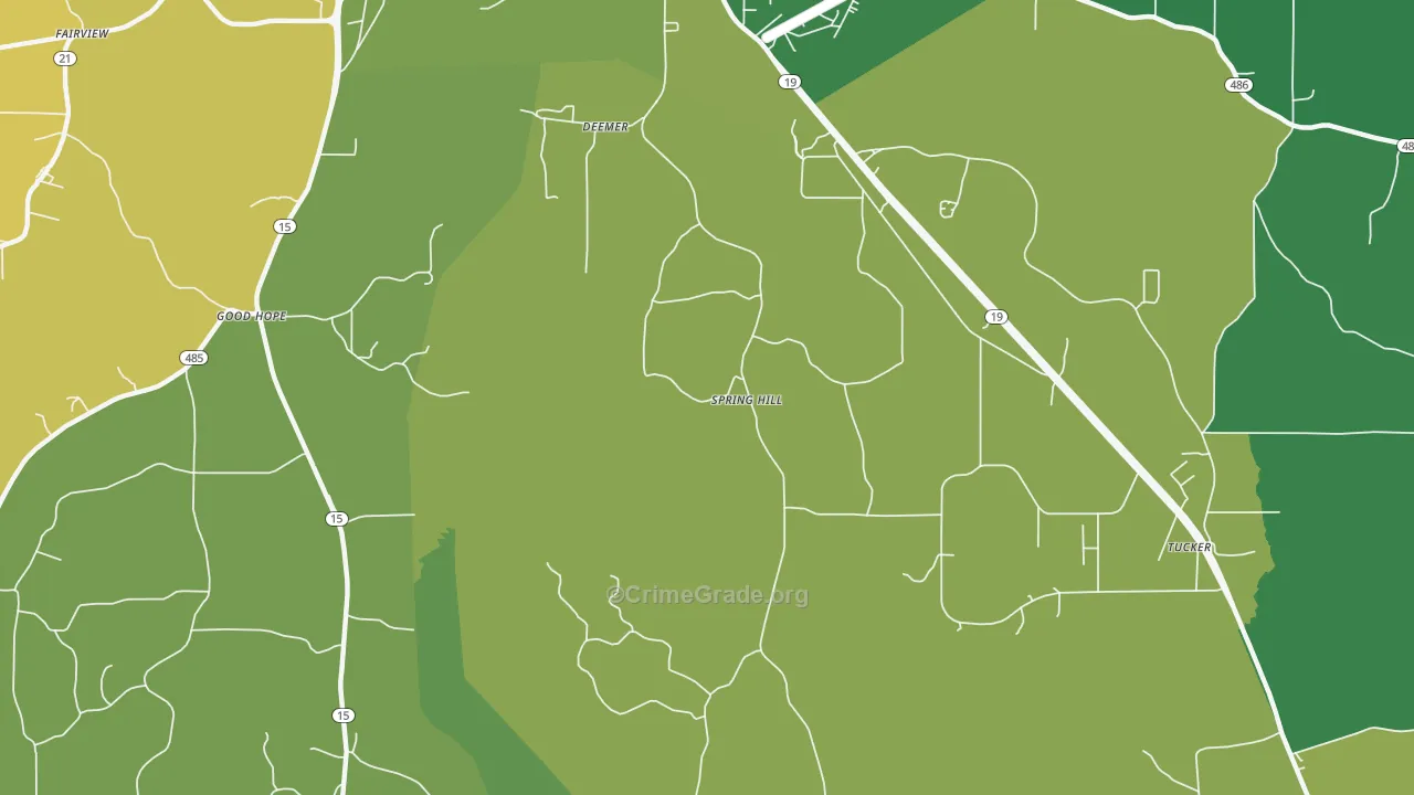 Deemer, MS Map of Vehicle Theft Rates