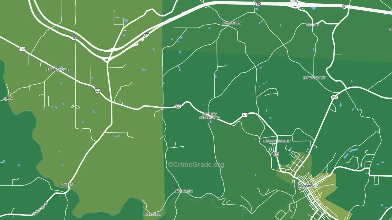 Deemers Cross Roads, PA Map of Vehicle Theft Rates