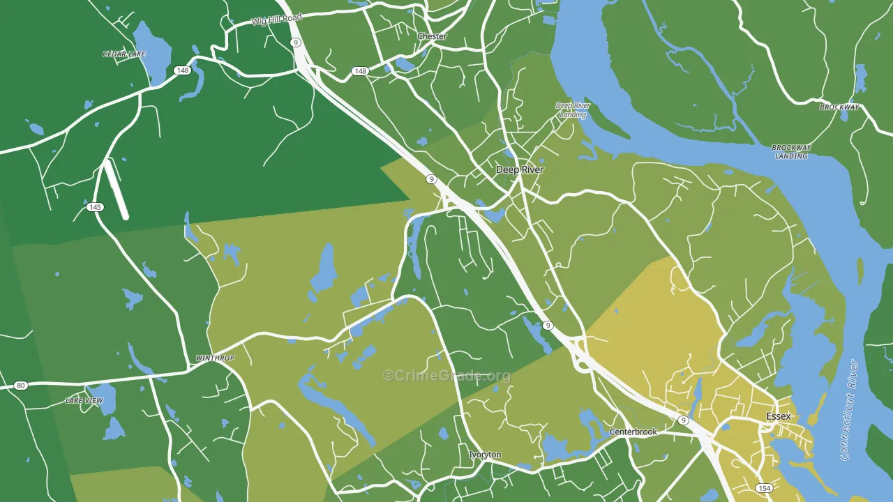 Deep River, CT Map of Vehicle Theft Rates