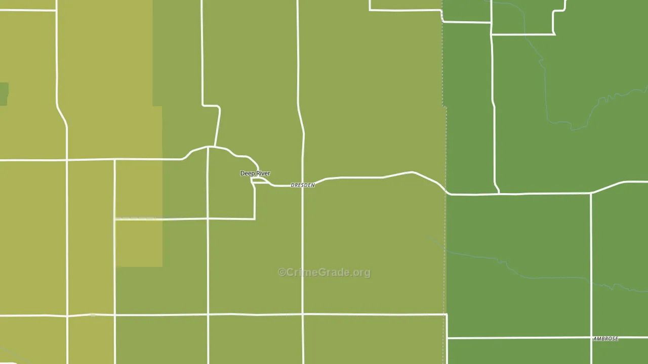Deep River, IA Map of Vehicle Theft Rates