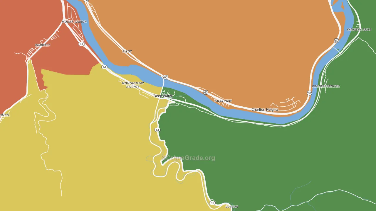 Deep Water, WV Map of Vehicle Theft Rates