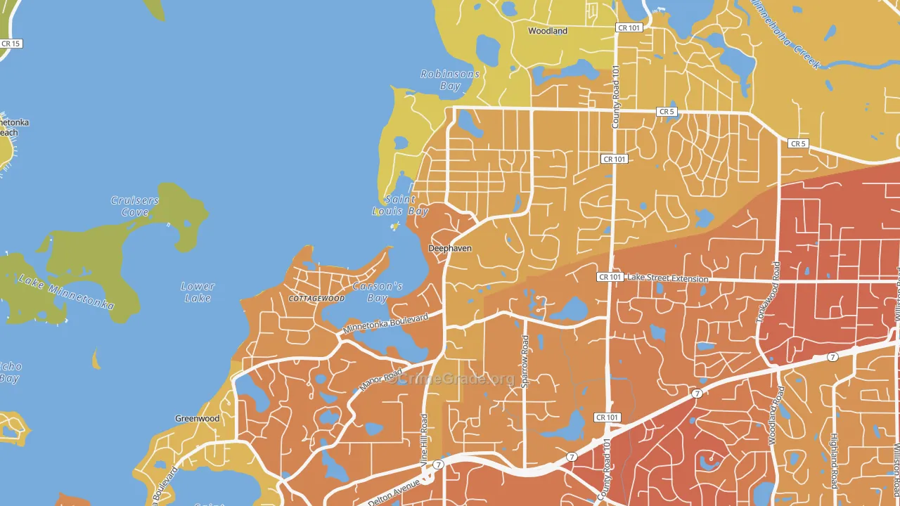 Deephaven, MN Map of Vehicle Theft Rates