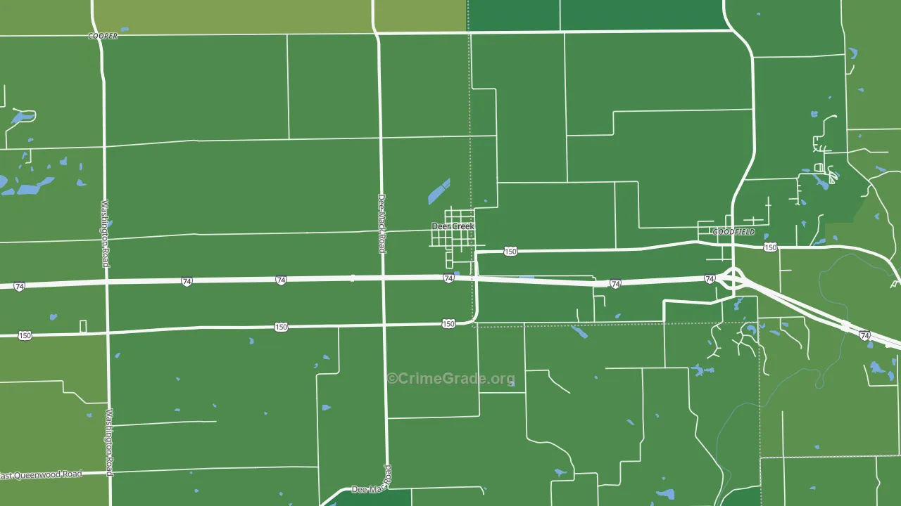 Deer Creek, IL Map of Vehicle Theft Rates