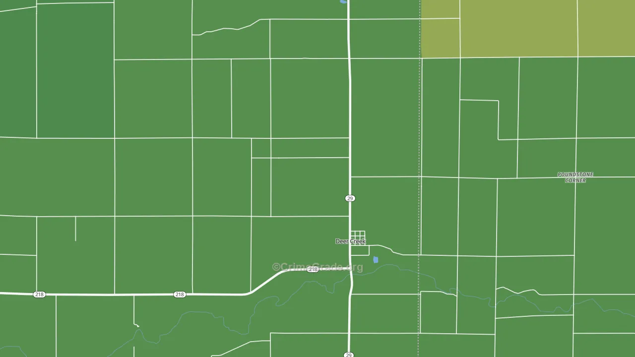 Deer Creek, IN Map of Vehicle Theft Rates