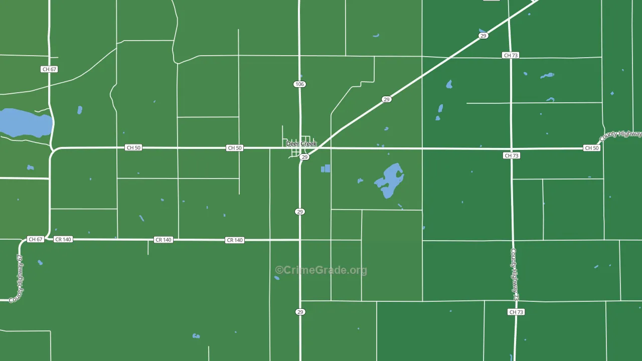 Deer Creek, MN Map of Vehicle Theft Rates