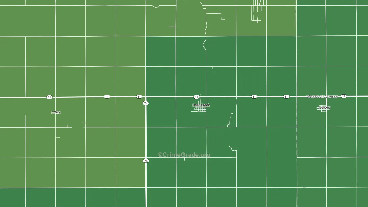 Deer Creek, OK Map of Vehicle Theft Rates