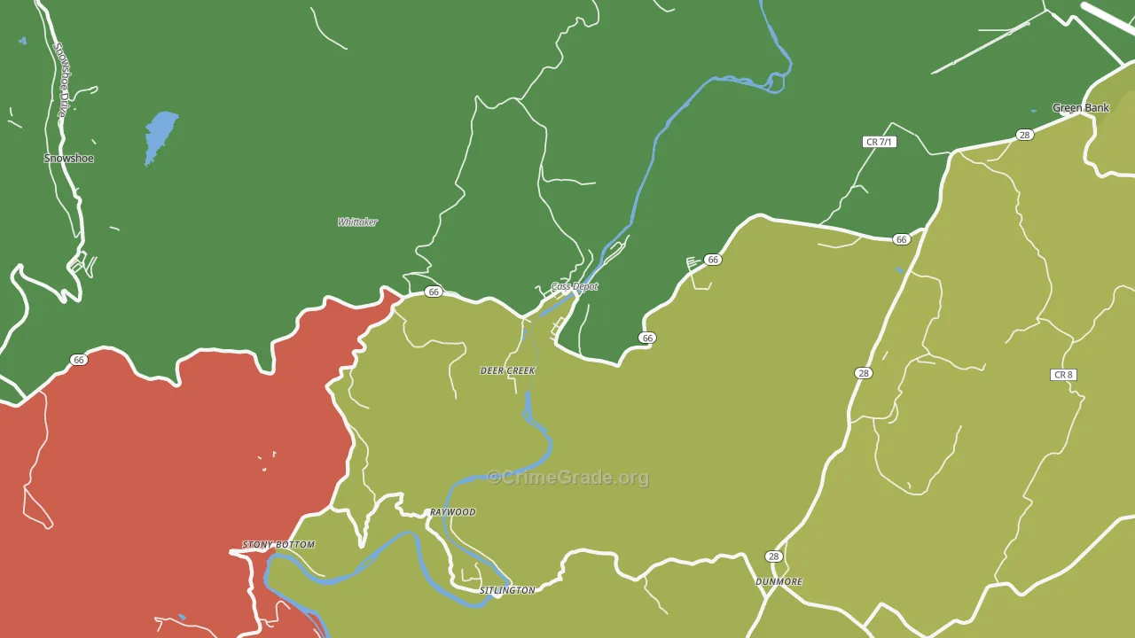 Deer Creek, WV Map of Vehicle Theft Rates