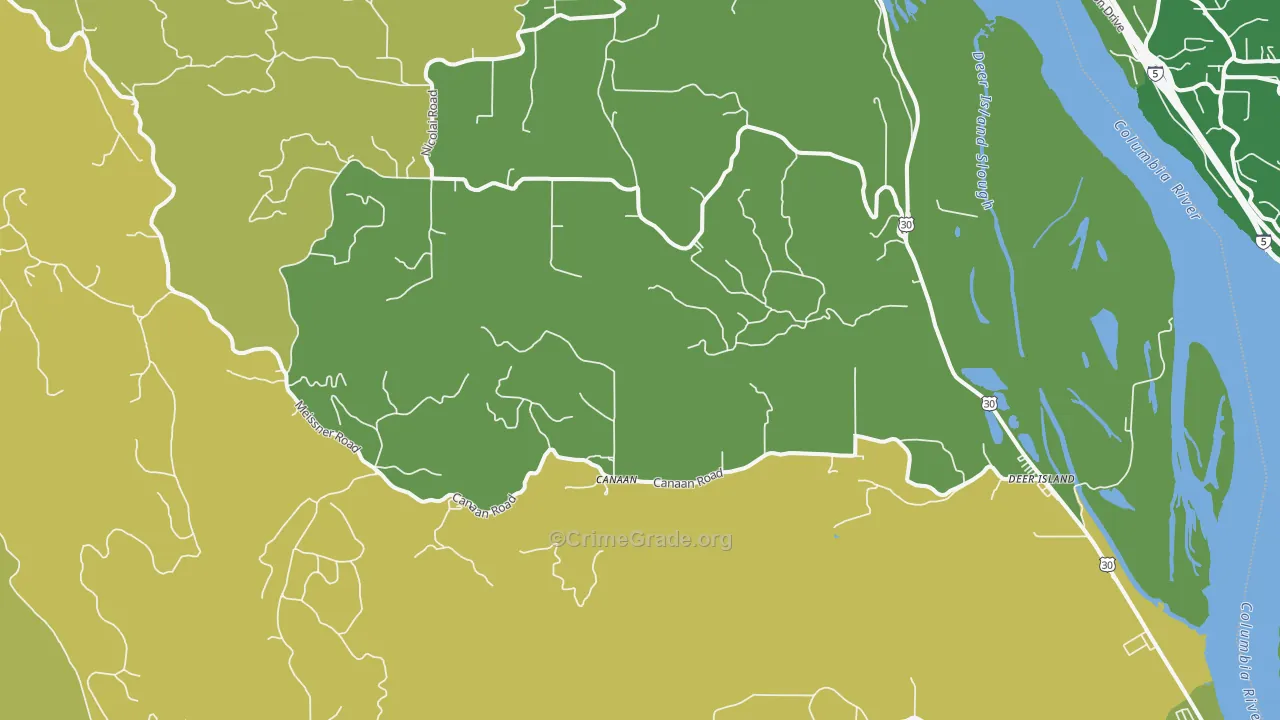 Deer Island, OR Map of Vehicle Theft Rates