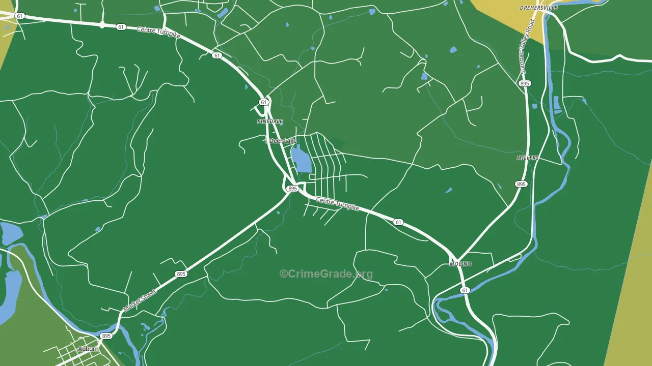 Deer Lake, PA Map of Vehicle Theft Rates