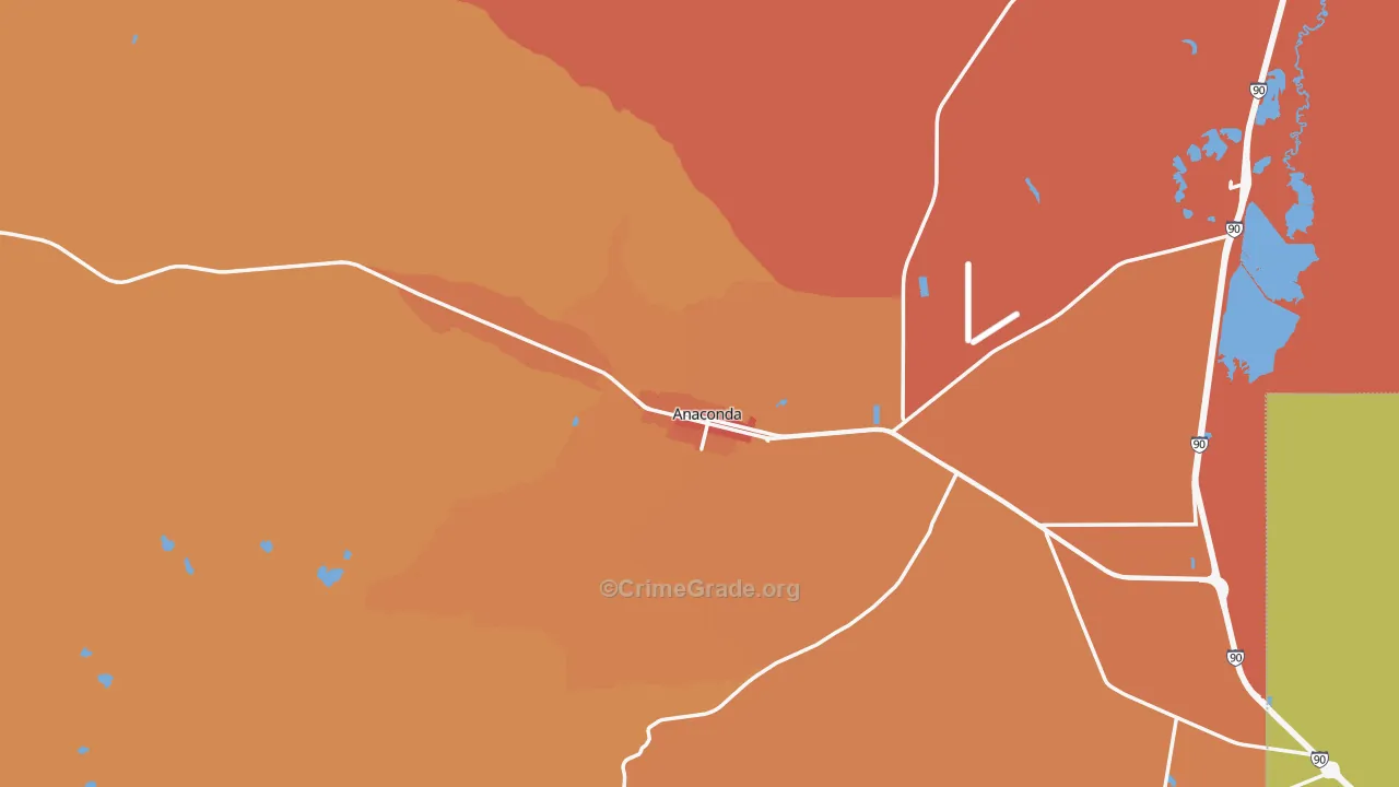 Deer Lodge County, MT Map of Vehicle Theft Rates