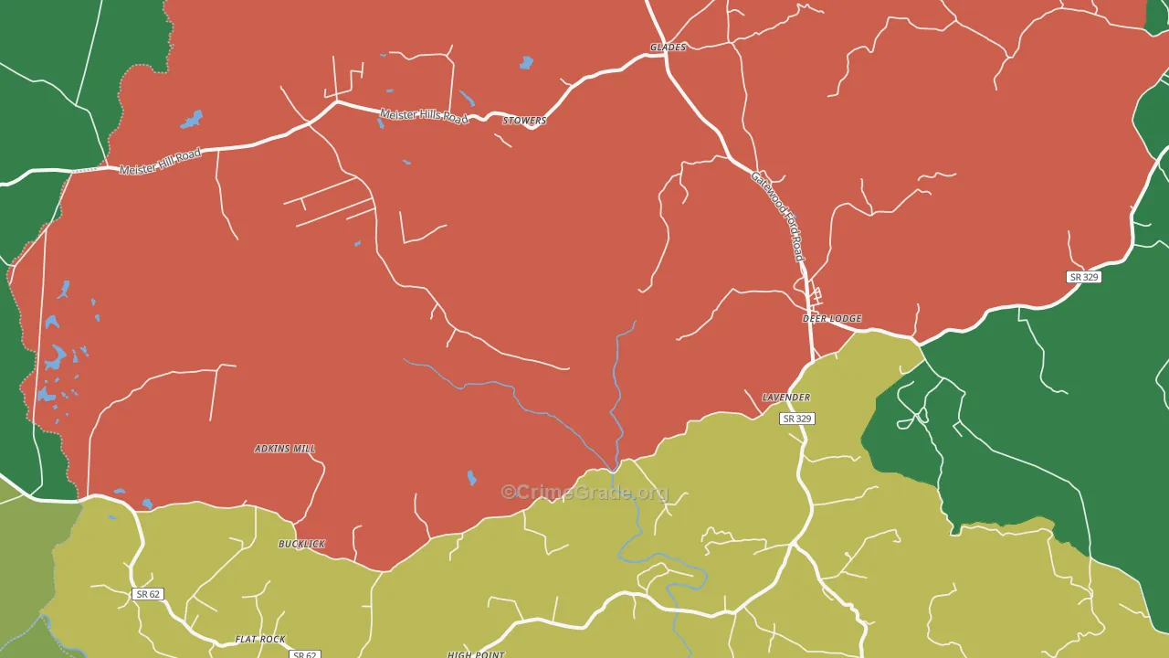 Deer Lodge, TN Map of Vehicle Theft Rates