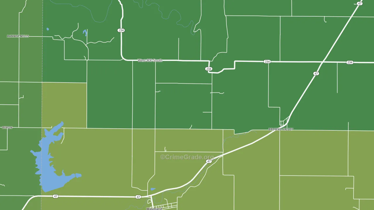 Deer Mill, IN Map of Vehicle Theft Rates