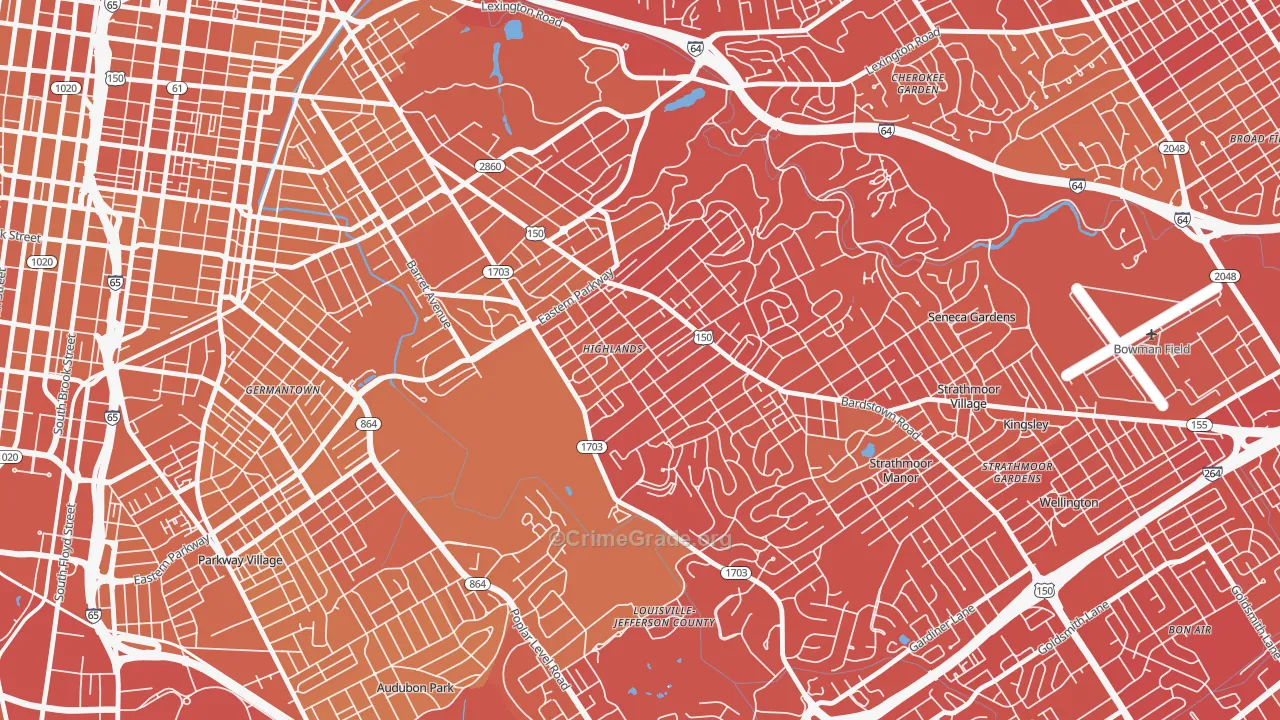 Deer Park, Louisville, KY Map of Vehicle Theft Rates
