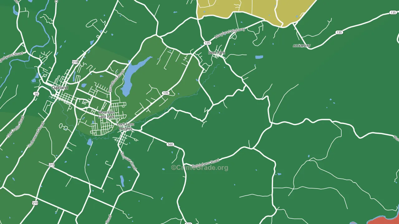 Deer Park, MD Map of Vehicle Theft Rates