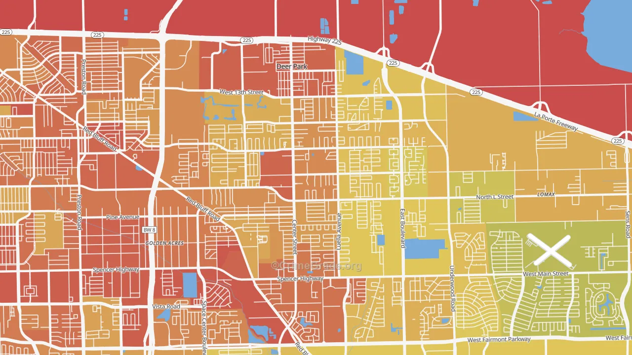 Deer Park, TX Map of Vehicle Theft Rates