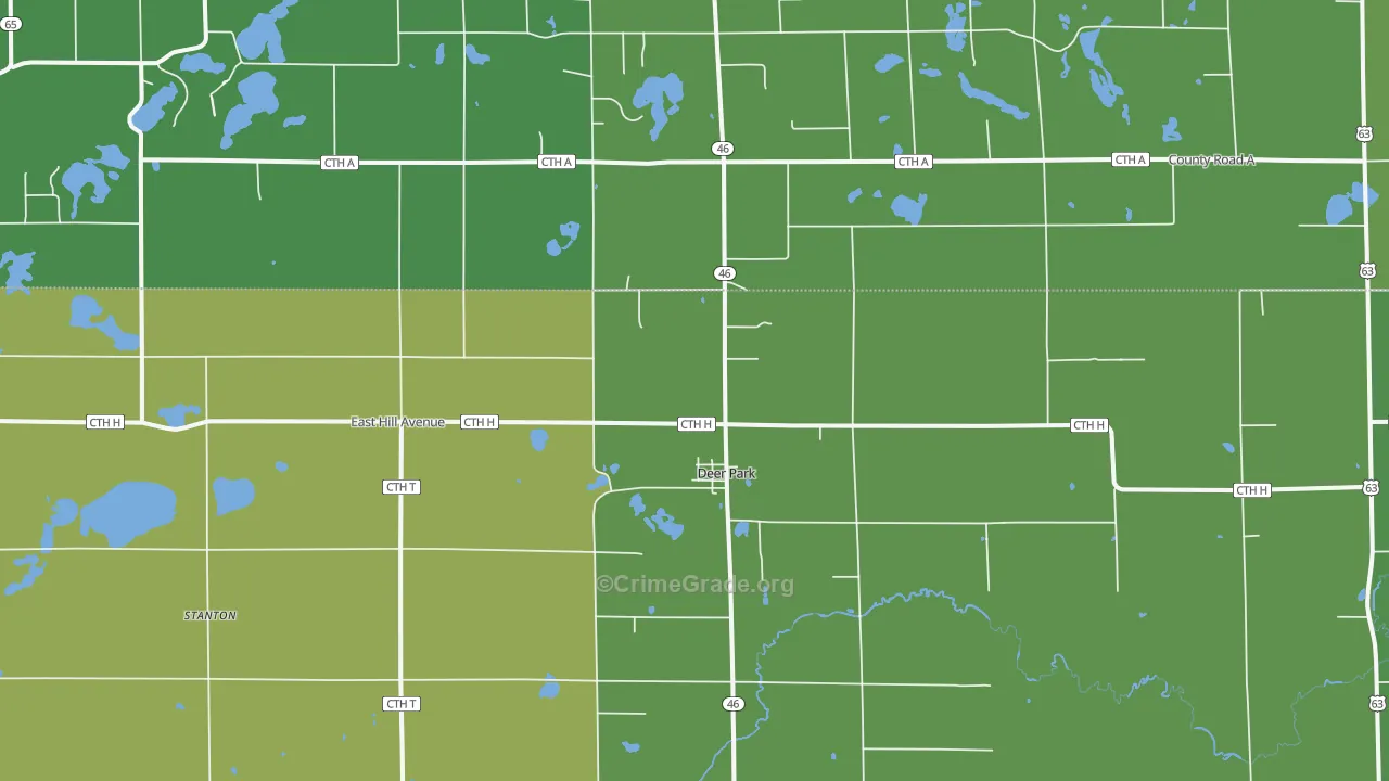 Deer Park, WI Map of Vehicle Theft Rates