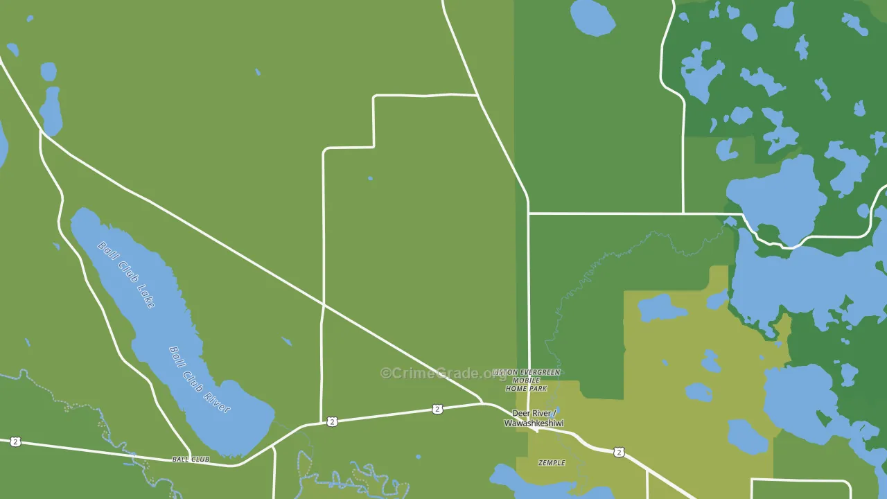 Deer River, MN Map of Vehicle Theft Rates