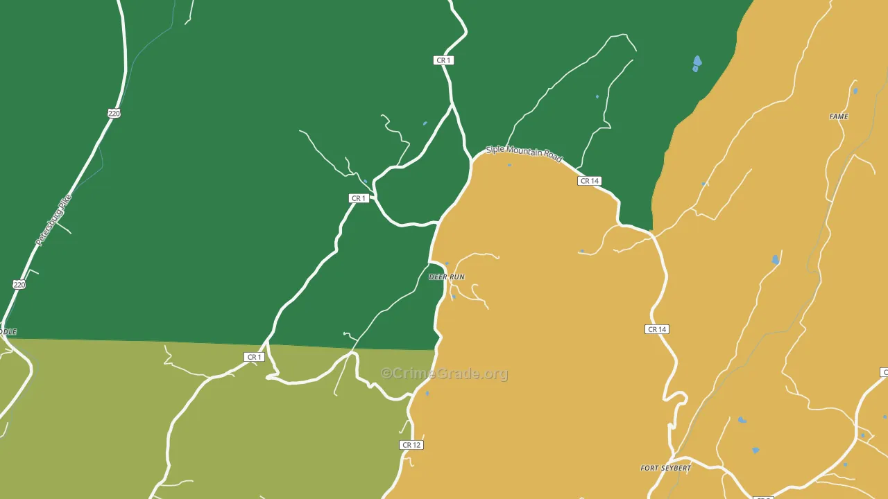 Deer Run, WV Map of Vehicle Theft Rates