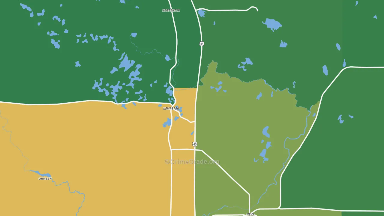 Deerbrook, WI Map of Vehicle Theft Rates