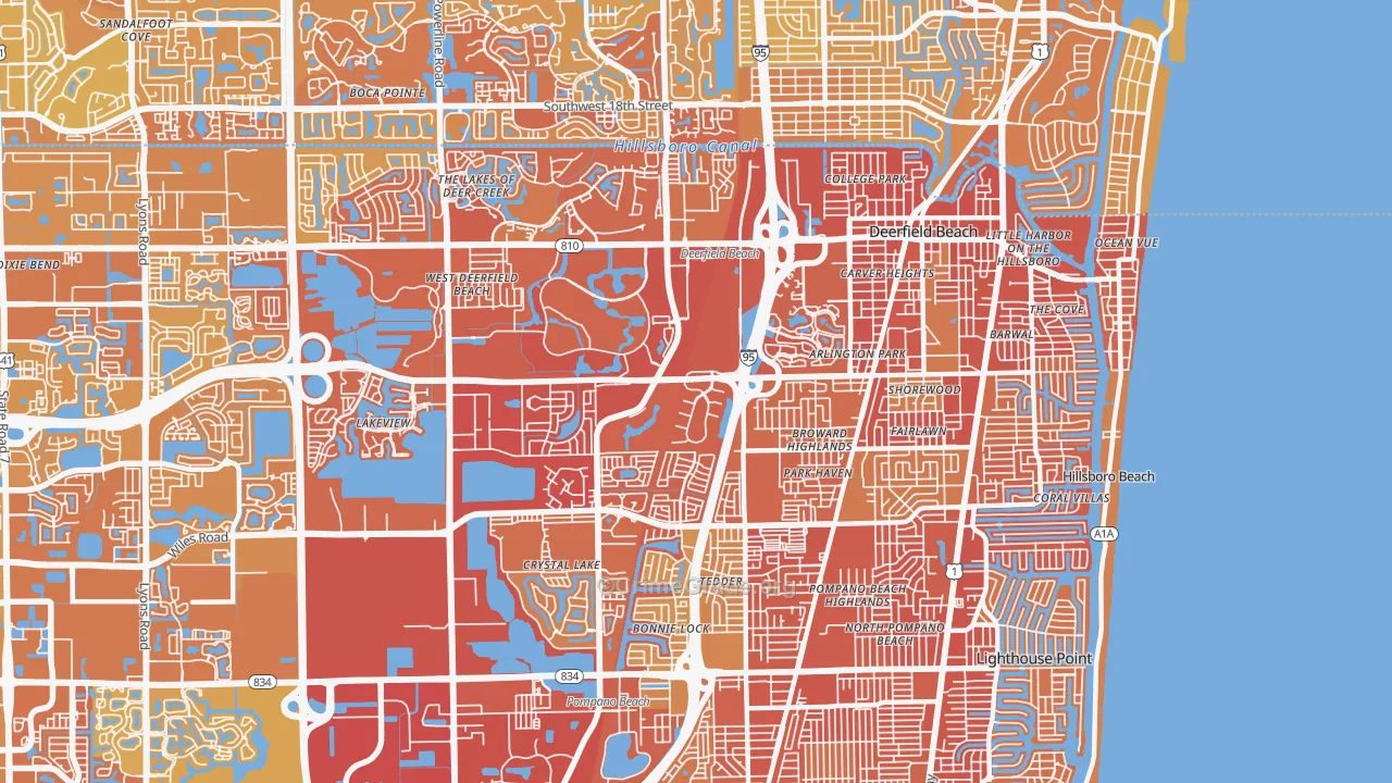 Deerfield Beach, FL Map of Vehicle Theft Rates