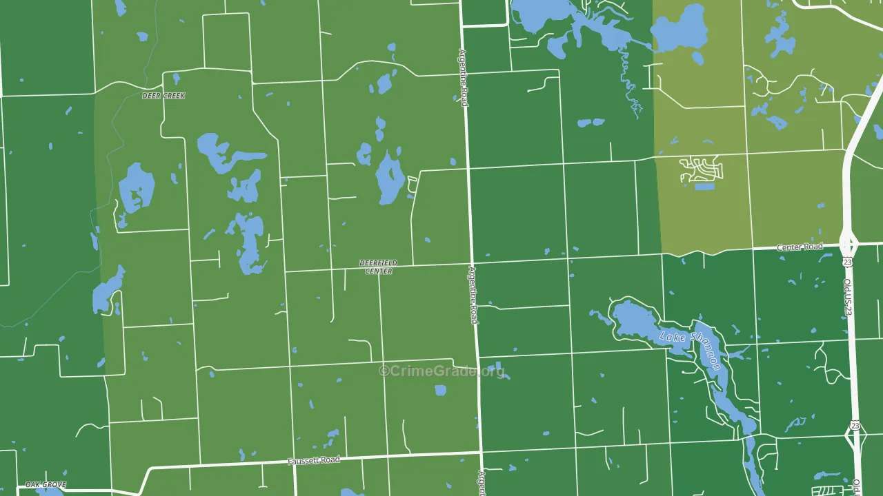 Deerfield Center, MI Map of Vehicle Theft Rates