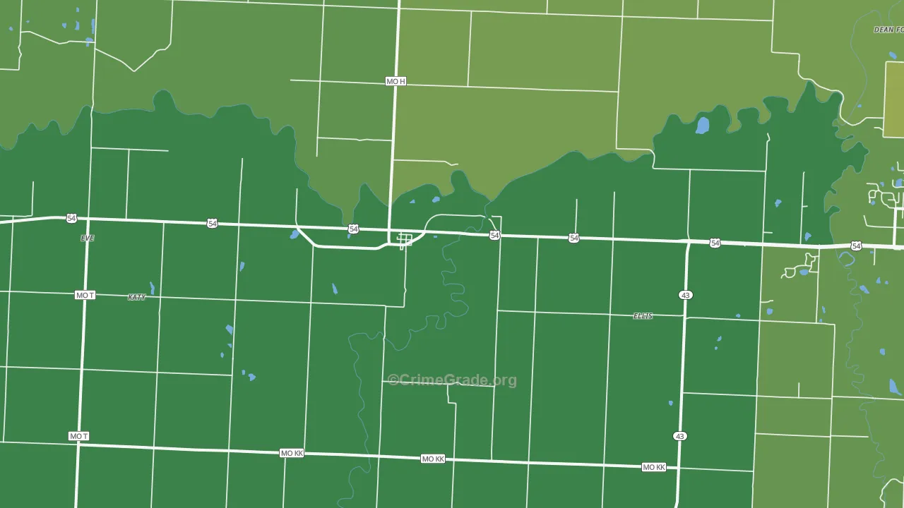 Deerfield, MO Map of Vehicle Theft Rates