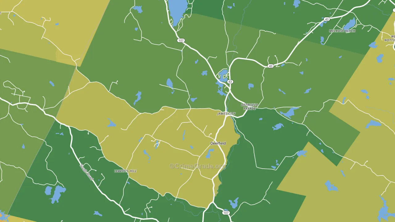 Deerfield, NH Map of Vehicle Theft Rates