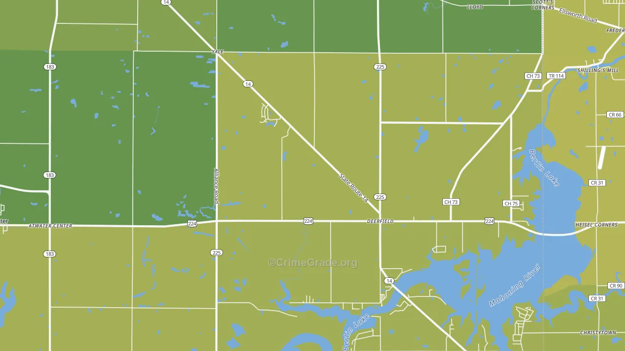 Deerfield, OH Map of Vehicle Theft Rates