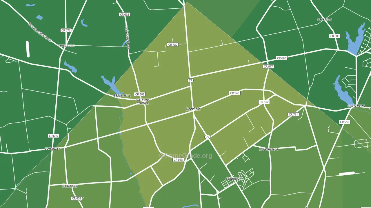 Deerfield Street, NJ Map of Vehicle Theft Rates