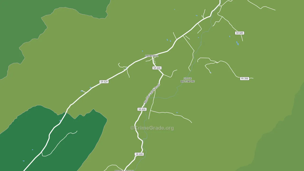 Deerfield, VA Map of Vehicle Theft Rates