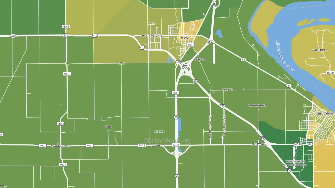 Deering, MO Map of Vehicle Theft Rates