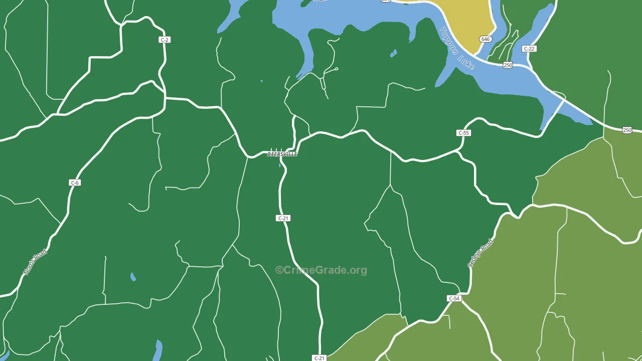 Deersville, OH Map of Vehicle Theft Rates