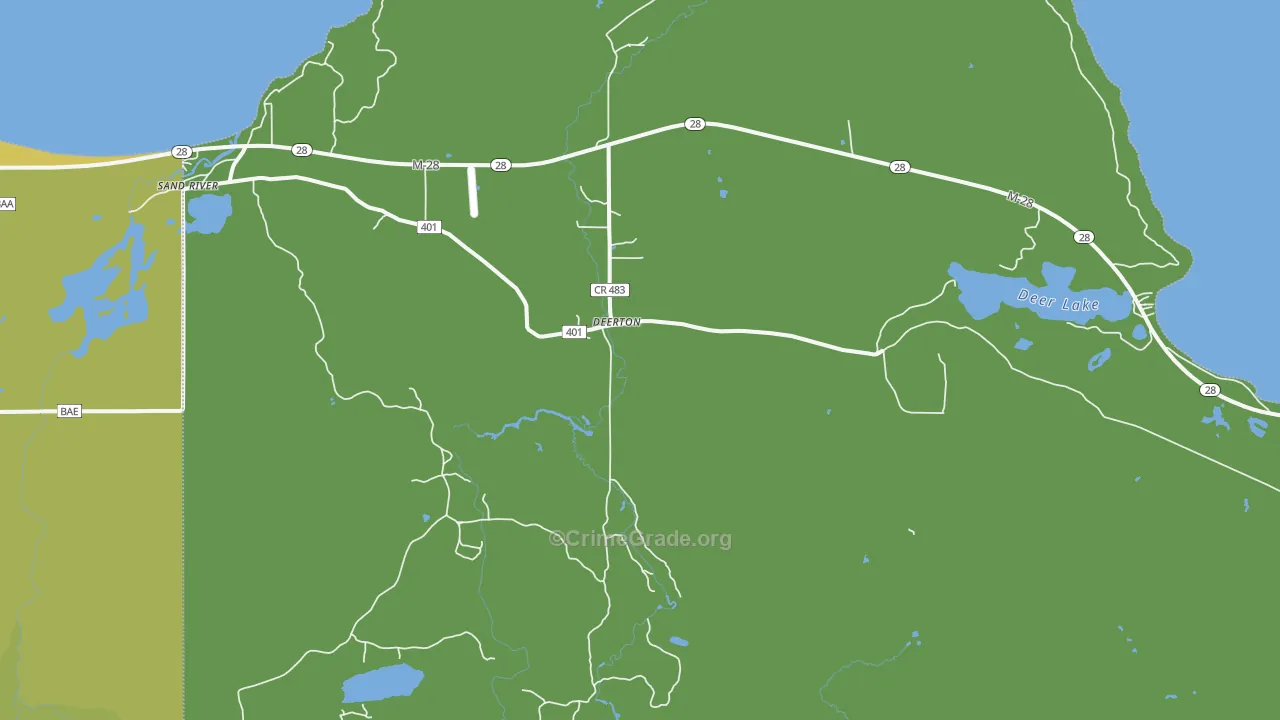 Deerton, MI Map of Vehicle Theft Rates