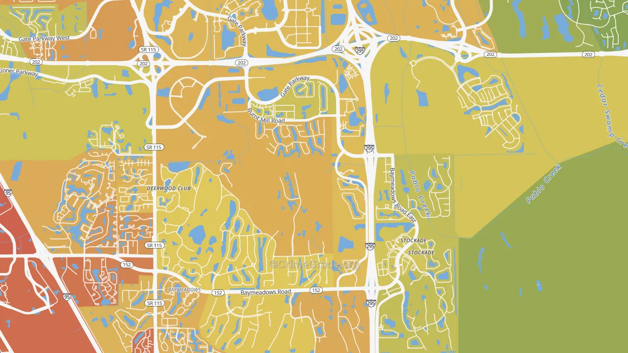 Deerwood, Jacksonville, FL Map of Vehicle Theft Rates