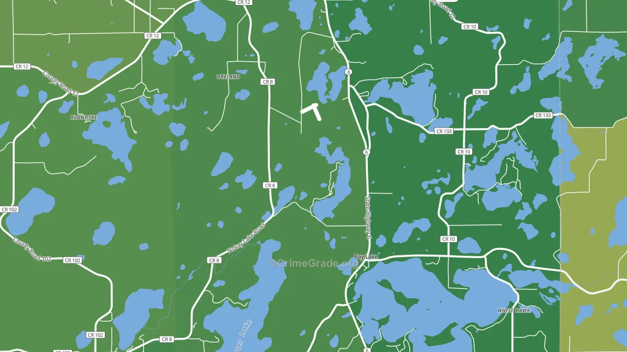 Deerwood, MN Map of Vehicle Theft Rates