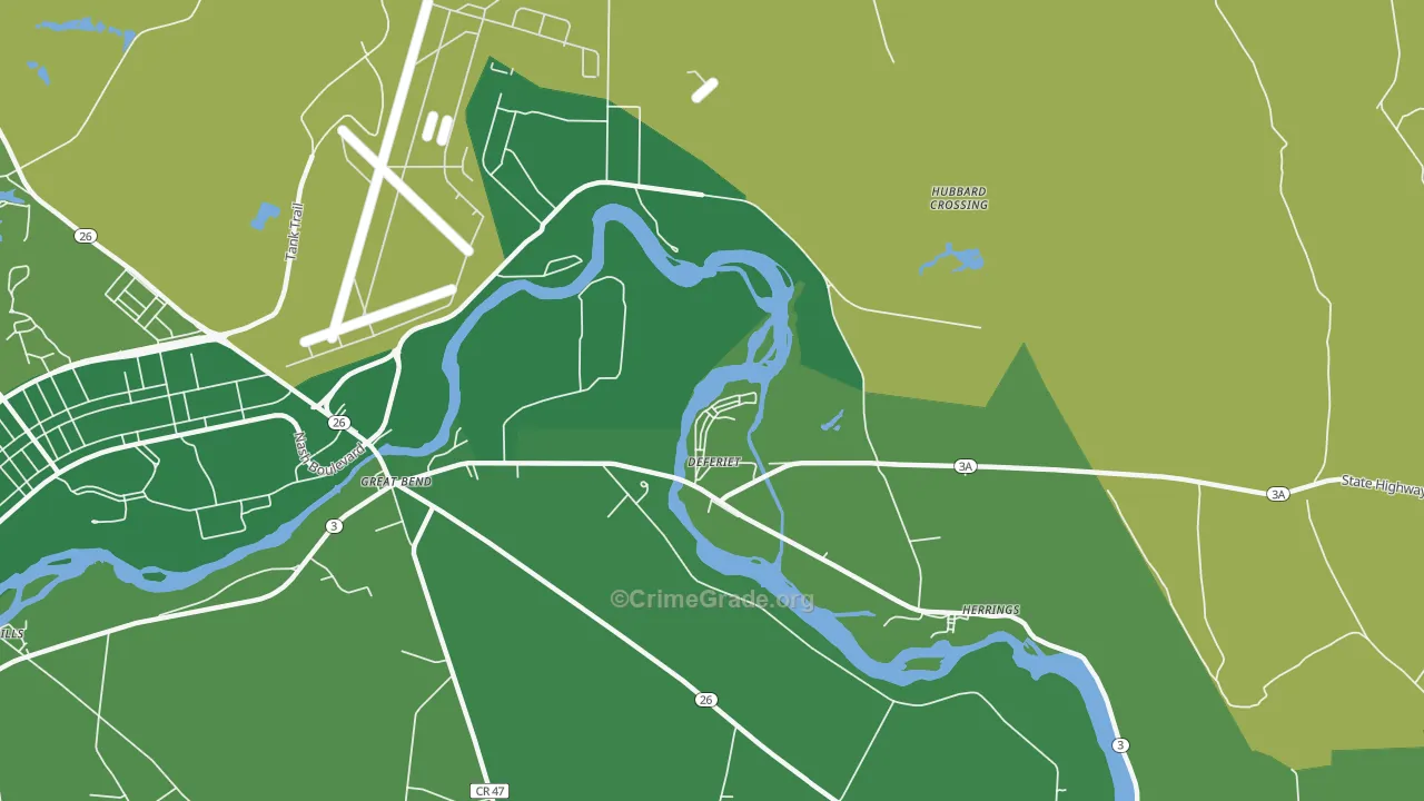 Deferiet, NY Map of Vehicle Theft Rates