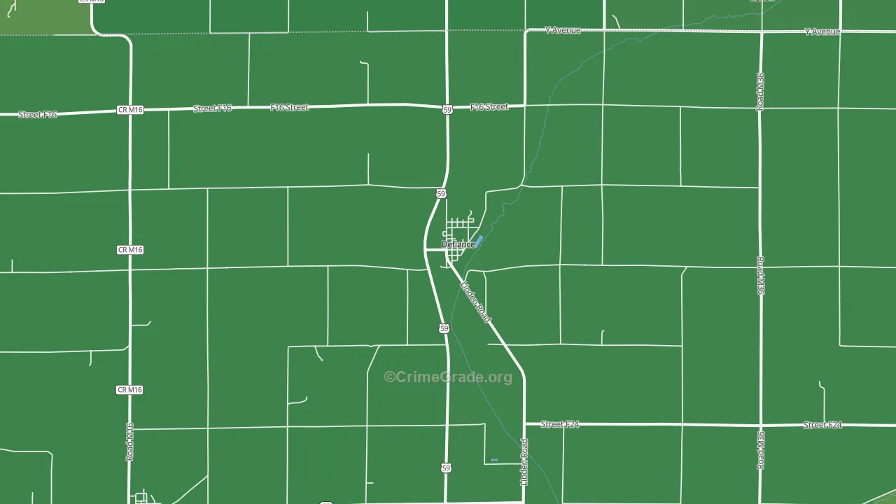 Defiance, IA Map of Vehicle Theft Rates