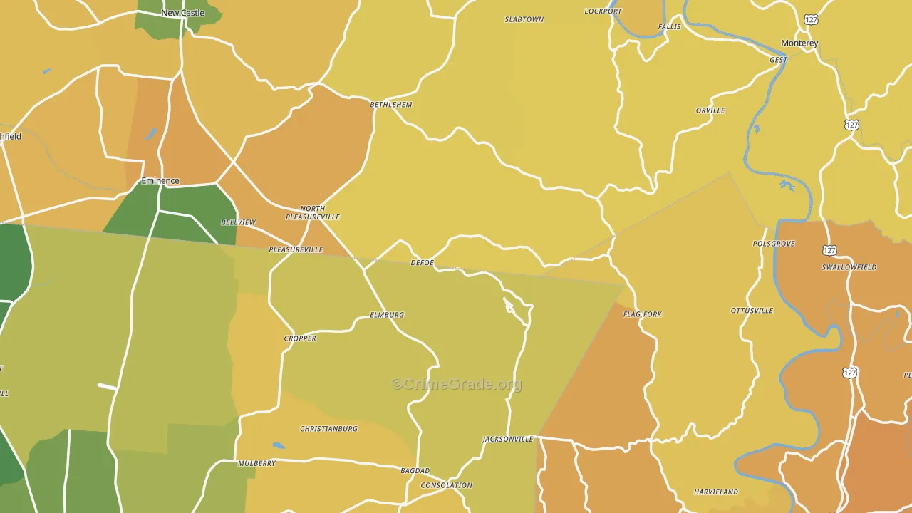 DeFoe, KY Map of Vehicle Theft Rates