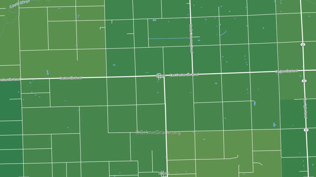 DeFord, MI Map of Vehicle Theft Rates