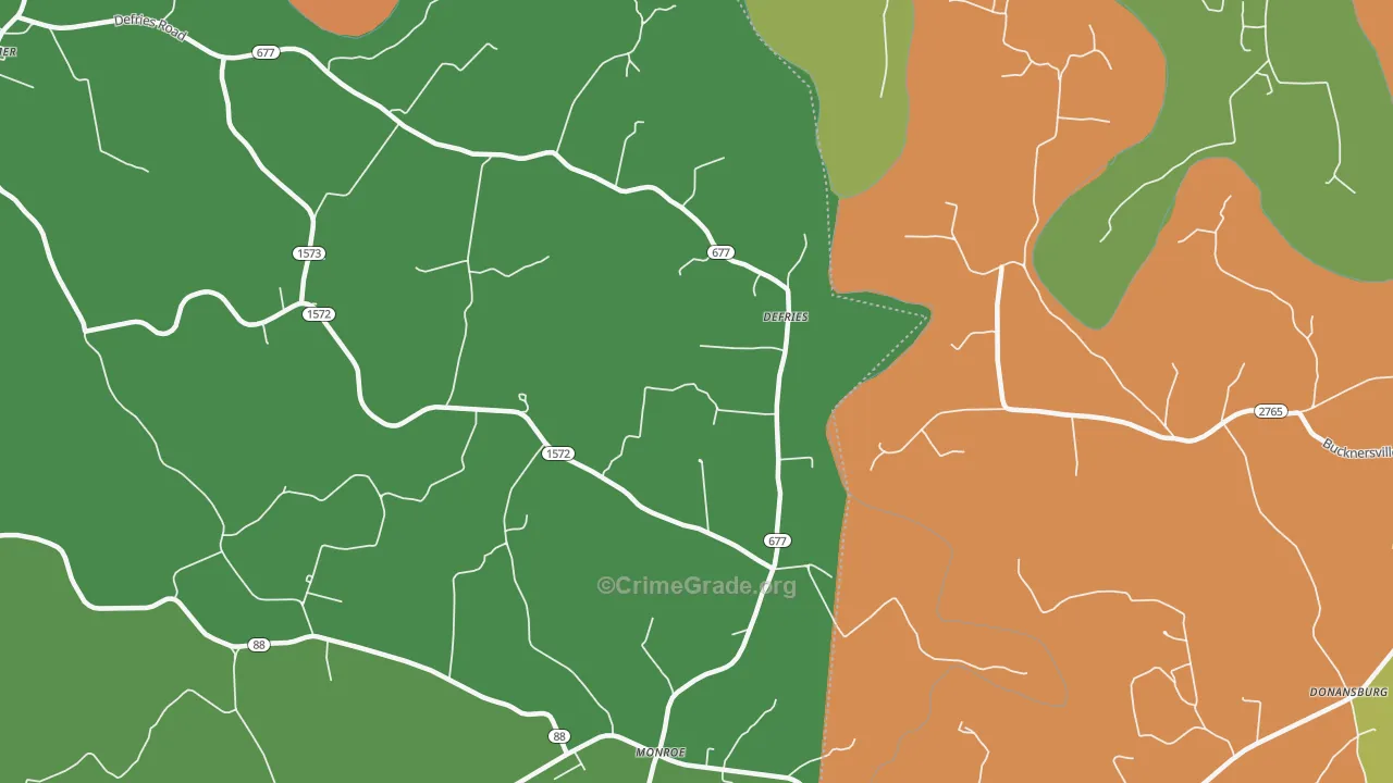 Defries, KY Map of Vehicle Theft Rates