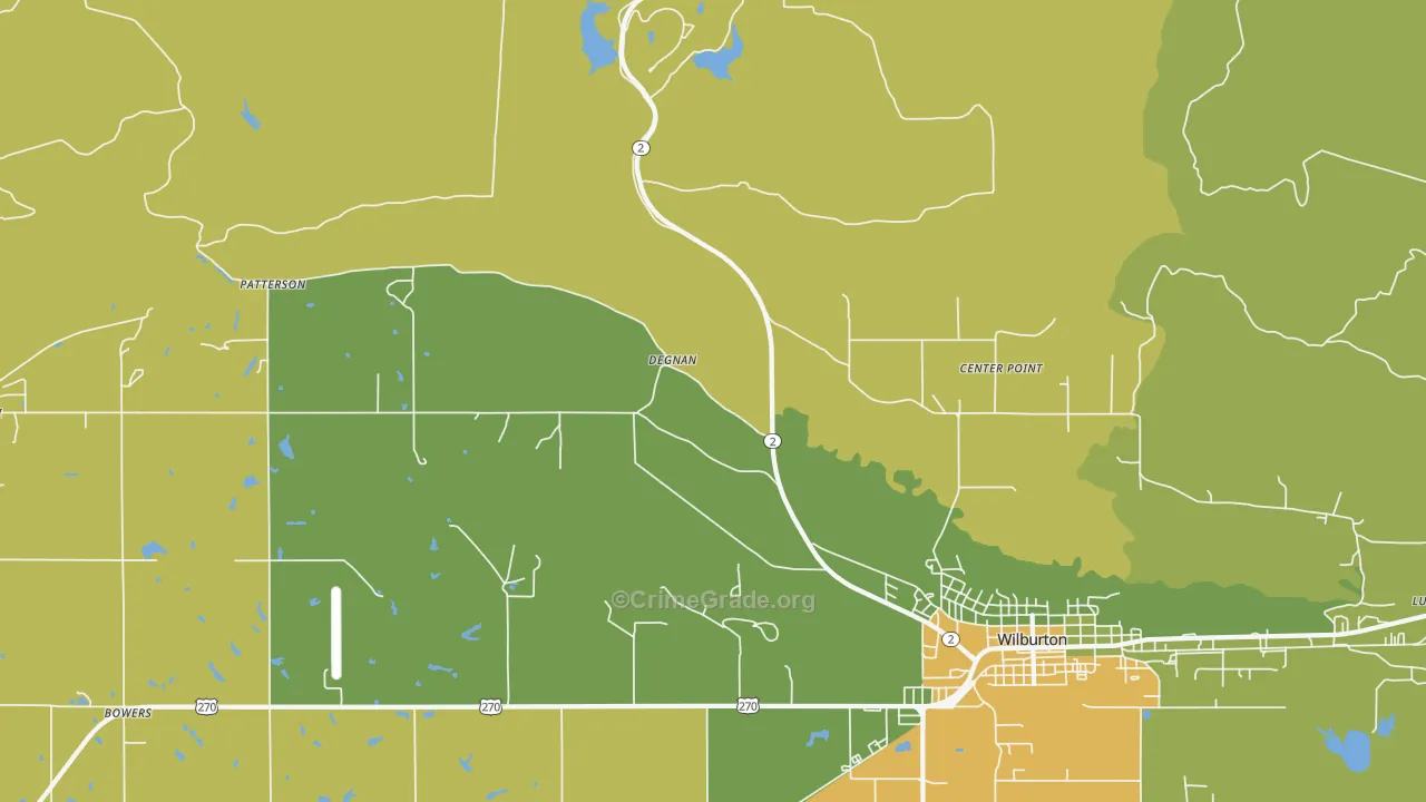 Degnan, OK Map of Vehicle Theft Rates