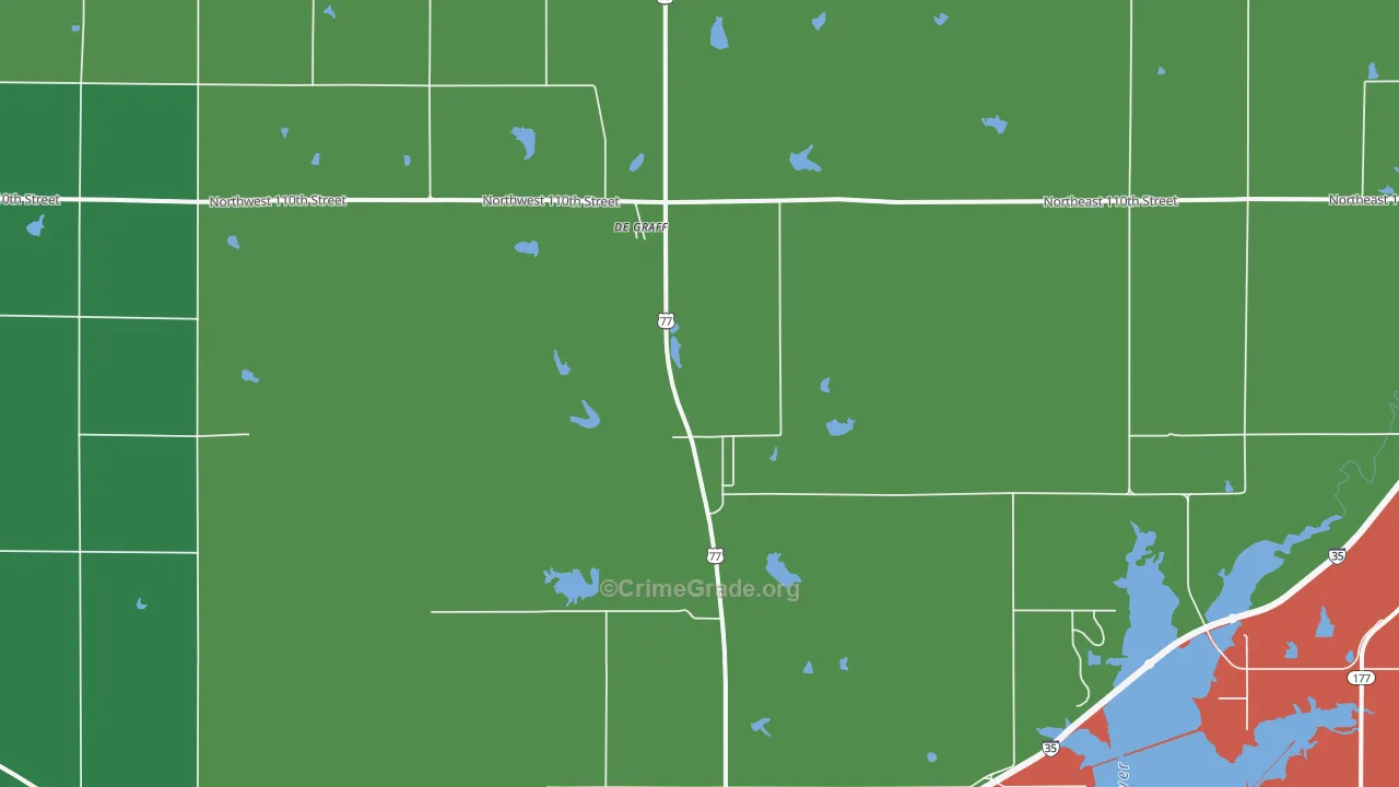 DeGraff, KS Map of Vehicle Theft Rates