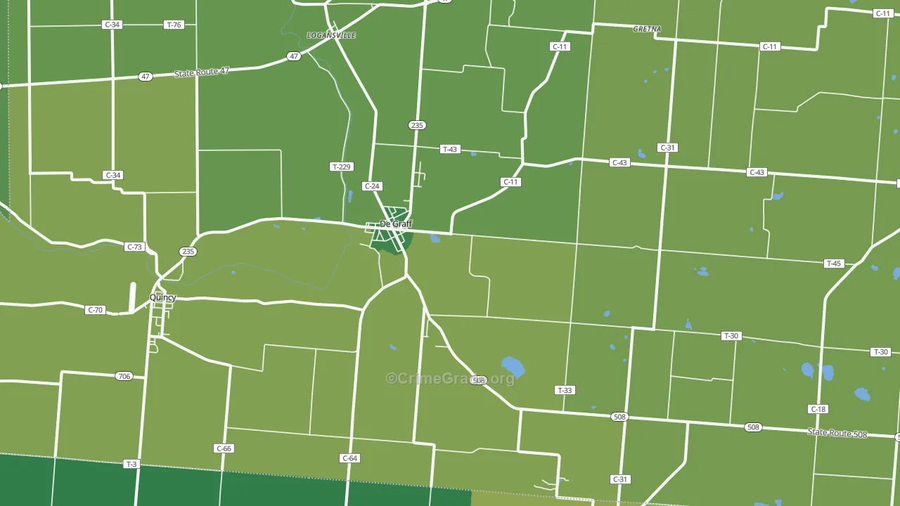 DeGraff, OH Map of Vehicle Theft Rates