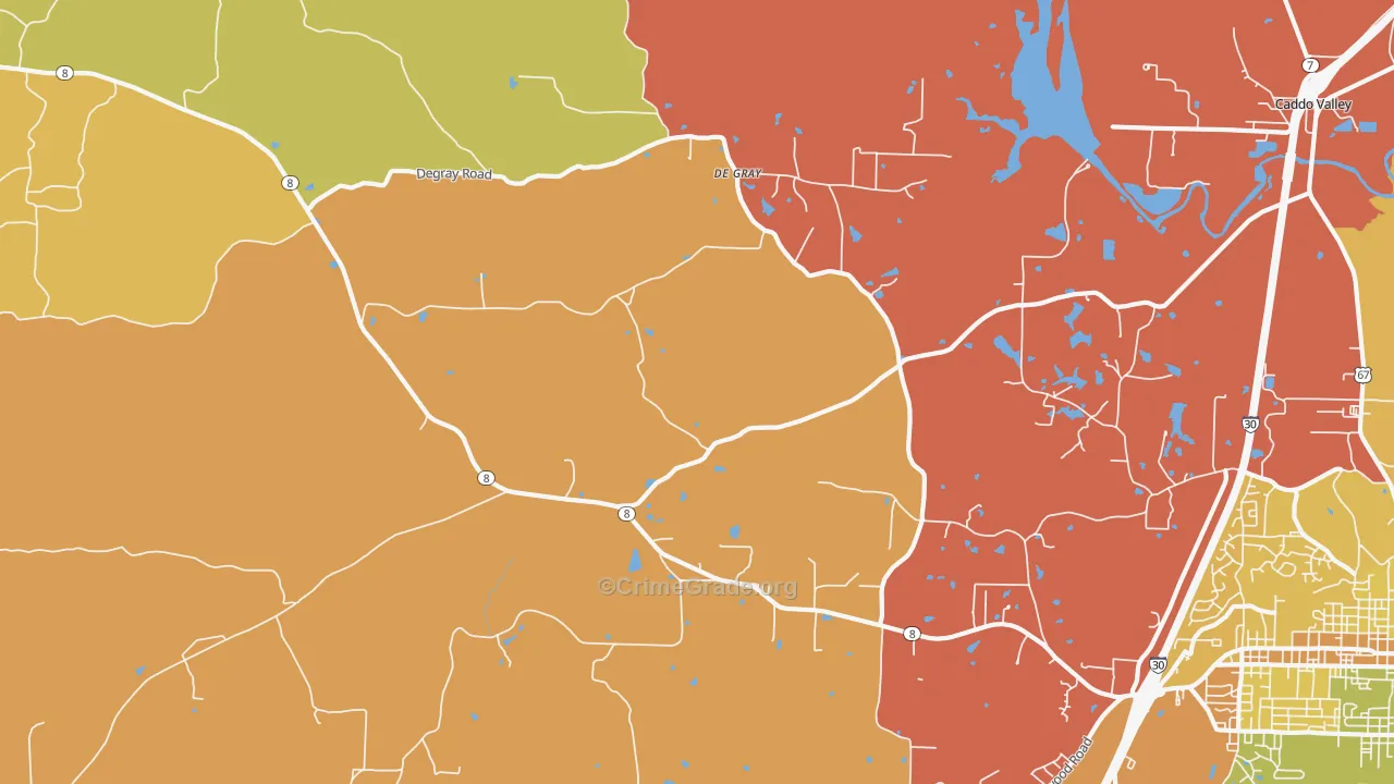 DeGray, AR Map of Vehicle Theft Rates